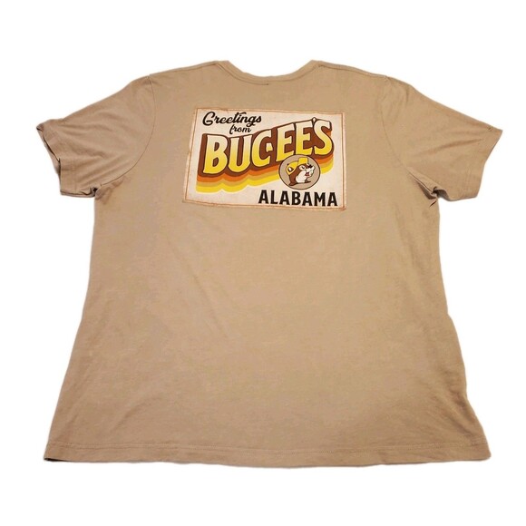 Buccee's Alabama Mens 2XL Tan T Shirt Logo Southern Truck Stop - Picture 1 of 8